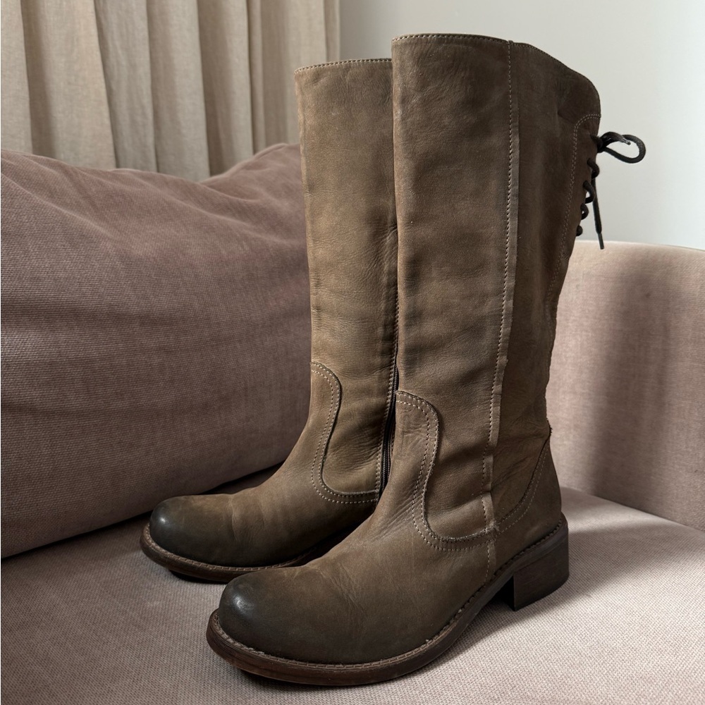 Donna Più Brown Leather Riding Boots Distressed Lace Back 38 US 7–7.5 - Picture 10 of 10